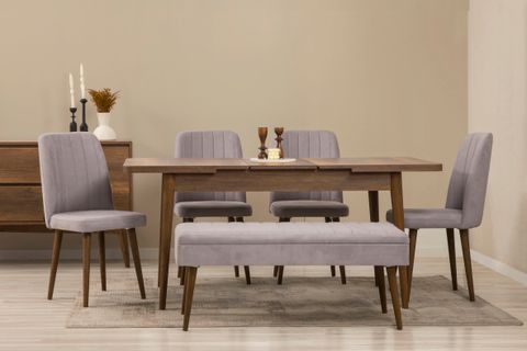 VİNA YEMEK ODASI TAKIMI, CEVİZ SOHO GRİ
