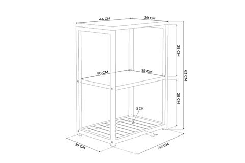 LİNA METAL AYAKLI AHŞAP RAFLI YAN SEHPA, ANTRASİT