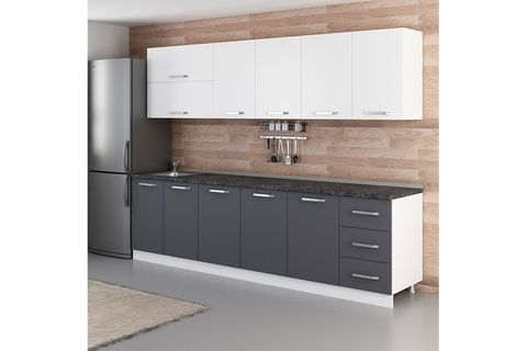 MİNAR ELİF 285 CM MUTFAK DOLABI BEYAZ ANTRASİT 285-A1