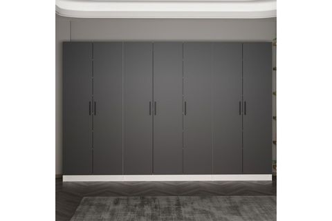 KALE 210 CM 7 KAPAKLI 5B RAF PORTMANTO, BEYAZ ANTRASİT