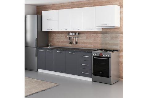 MİNAR ELİF 285 CM MUTFAK DOLABI BEYAZ ANTRASİT 285-A4