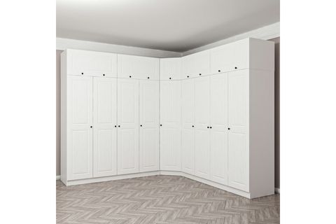 KALE MENTEŞELİ DOLAP, 6+ KAPAKLI, BEYAZ, 235 CM