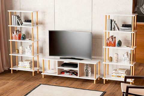 İNTERGO TV ÜNİTESİ 2 KİTAPLIKLI, BEYAZ