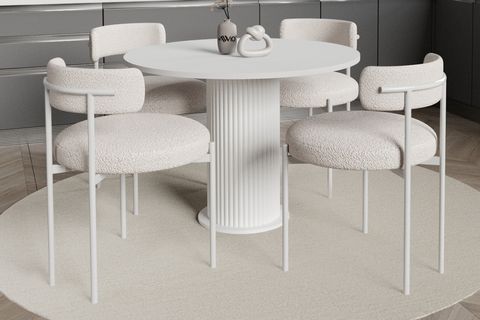 TİAN BOHEM TEDDY MUTFAK MASA TAKIMI, BEYAZ, 90X90