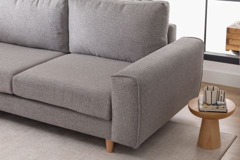 MERLİN MİNİ KÖŞE KOLTUK, NATUREL AYAK, FİTİLLİ KOL, ŞÖNİL KUMAŞ, MAVİ GRİ