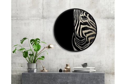METAL ÇERÇEVELİ CİRCLE FRAMED ZEBRA EYE PARILTILI TABLO