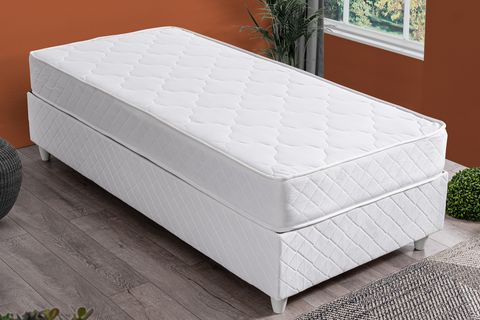 LETTO PLUS + ORTOPEDİK YAYLI YATAK, BEYAZ, 90X190