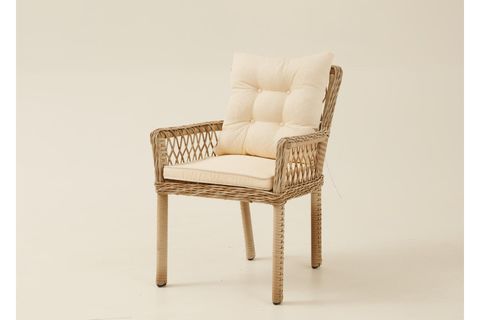 PİRUS RATTAN BAHÇE MASA TAKIMI, 6 KİŞİLİK, BEJ