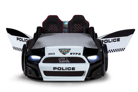 MUSTANG ARABALI FULL LEDLİ KUMANDALI MÜZİKLİ YATAK, POLİS