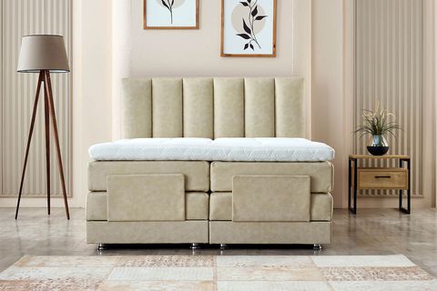 NERA KUMANDALI BAZA BAŞLIK YATAK SETİ, BEJ, 140X200