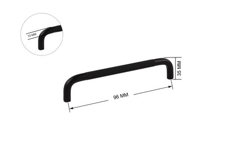 ZİRVE BİEN ALÜMİNYUM KULP, SİYAH, 96 MM