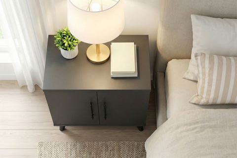 LUMEN RAFLI KLASİK KOMODİN, ANTRASİT, 2 KAPAKLI