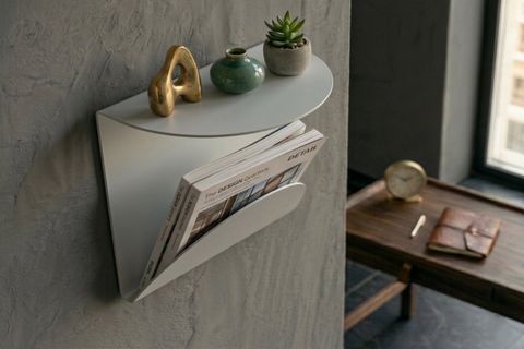 GALVANİZ METAL DERGİLİK RAF, AÇIK GRİ, 20X30X5 CM