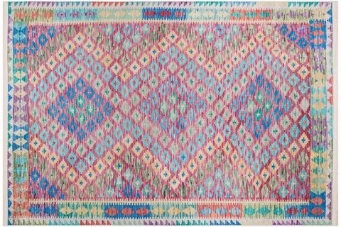 ETNİK DESENLİ HALI, PAMUK TABAN, RENKLİ, 100X300