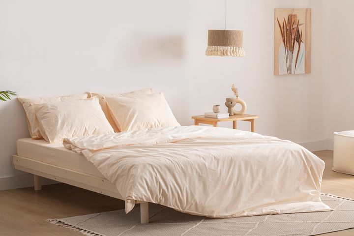 Luna Simply Colors Dekbedovertrekset van Gewassen Katoen, Poeder, Tweepersoons