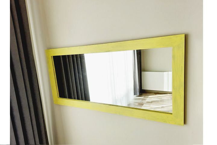 Wood Rechthoekige Staande Spiegel, 100x40 cm, Geel