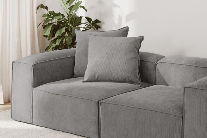 Frid Ruffelfluwelen 2-Zitsbank, Grijs