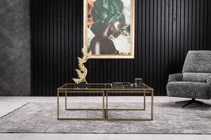 Sky Transparent Glass Coffee Table, Gold