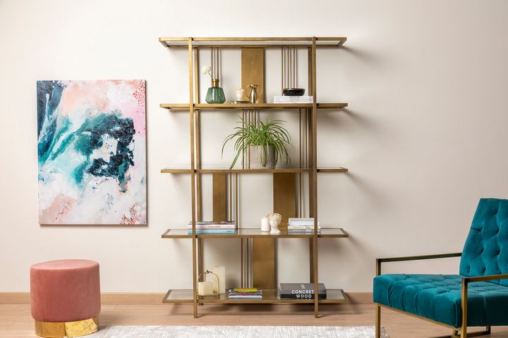 Calm Bookcase, 180 cm, Gold