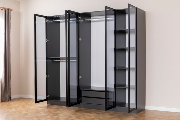 Panna Kledingkast met 5 Deuren, Antraciet