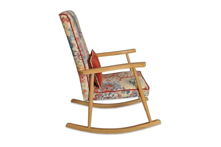 Asedia Trend Schommelstoel met Bloemmotief, Veelkleurig en Natuurlijke Kleur Kleur