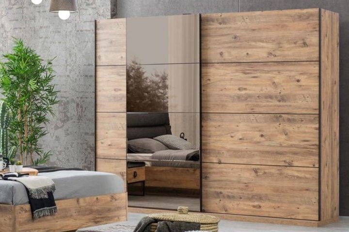 Loft Kledingkast met Schuifdeuren, Notenhout