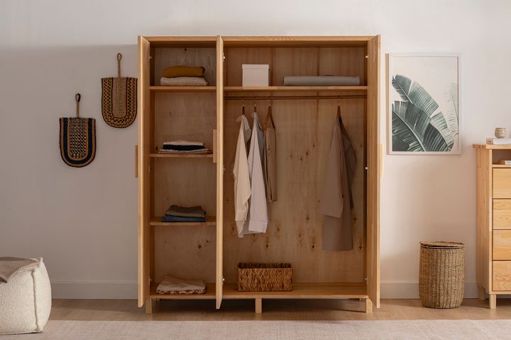 Ranch Houten Kledingkast met 3 Deuren