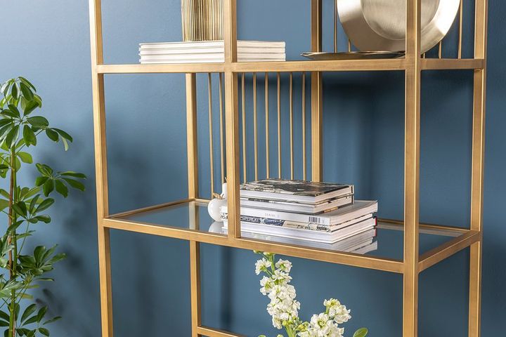 Lola Narrow Bookcase, Brass