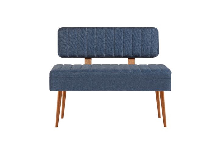 Vina Opbergbank Gestoffeerd, Pijnboom & Donkerblauw