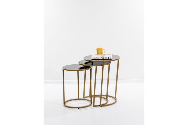 Circles Glazen Zettafels, Zwart en Mat Goud