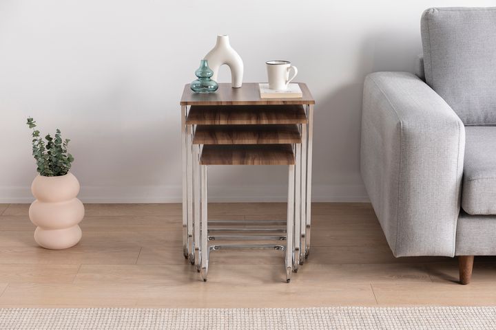 Vegas Zettafels met Metalen Poten, Walnoot