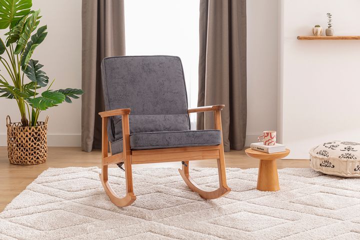 Asien Scandinavische Schommelstoel, Antraciet en Natuurlijke Kleur