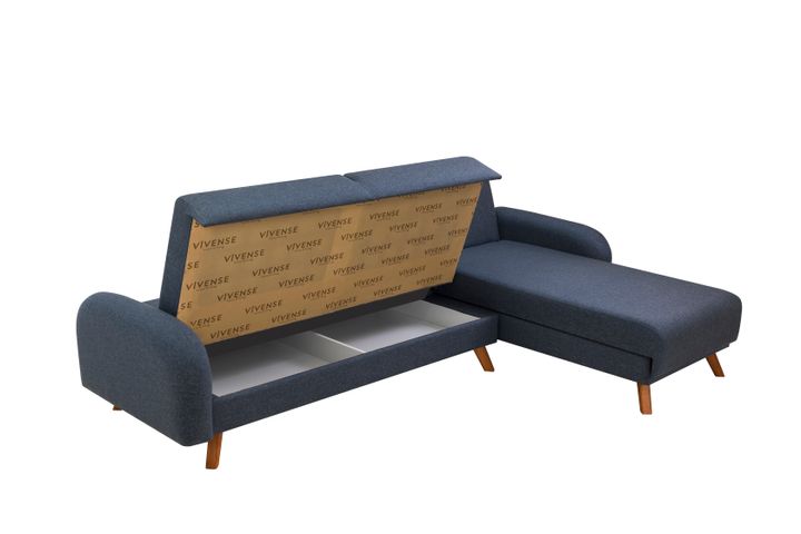 Hera Hoekbank met slaapfunctie met enkel opslagruimte, Donkerblauw