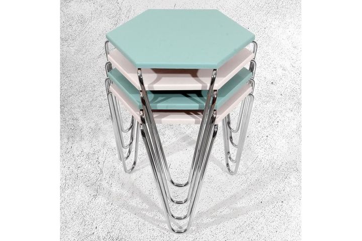 Midi Pyramide Zettafelset, Turkoois & Wit