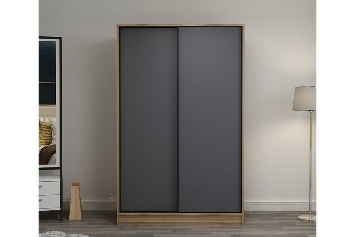 Medway Tideway Kledingkast met Schuifdeuren, 210 cm, Antraciet en Walnoot