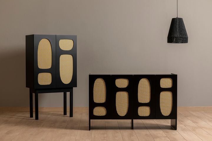 Simona Rattan Sideboard, Black