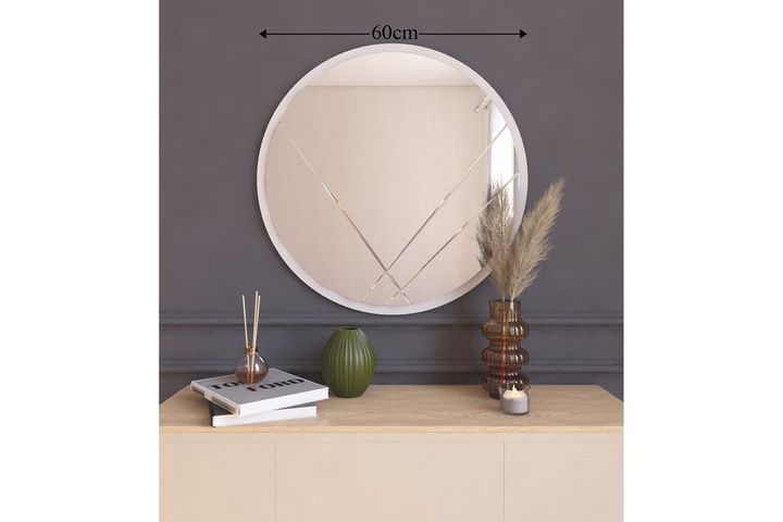 Mone Decoratieve Ronde Spiegel 57 cm, Wit