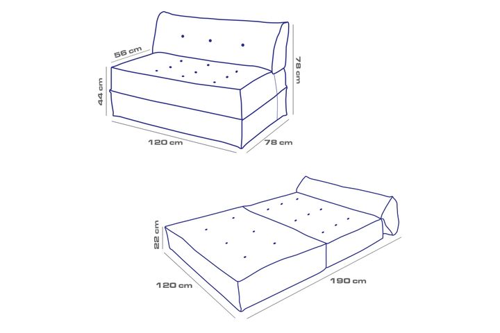 Mocca Opklapbare Slaapbank, Petrol