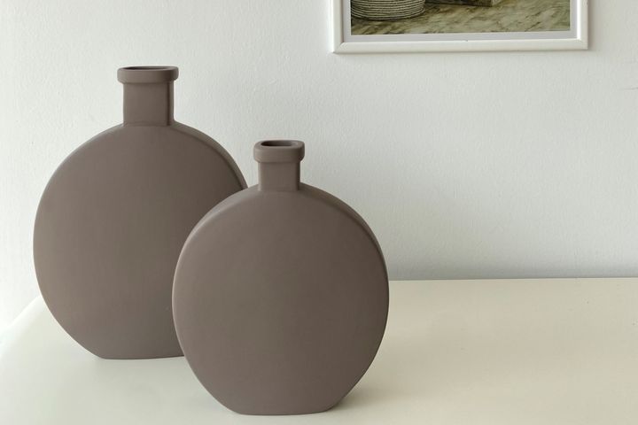 Double Matery Ceramic Vase Set, Mink