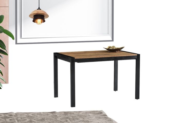 Lato Uitschuifbare Tafel, 75x120 cm, Walnoot en Zwart