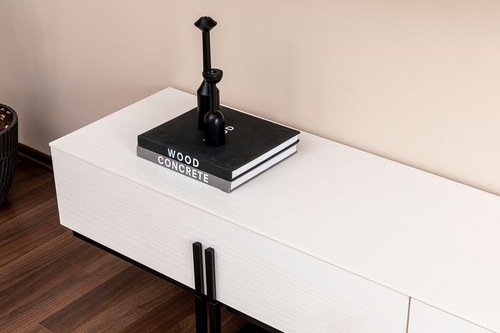 Line TV-Meubel, Wit & Zwart