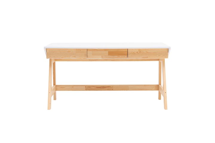 Tres Desk, White & Light Wood