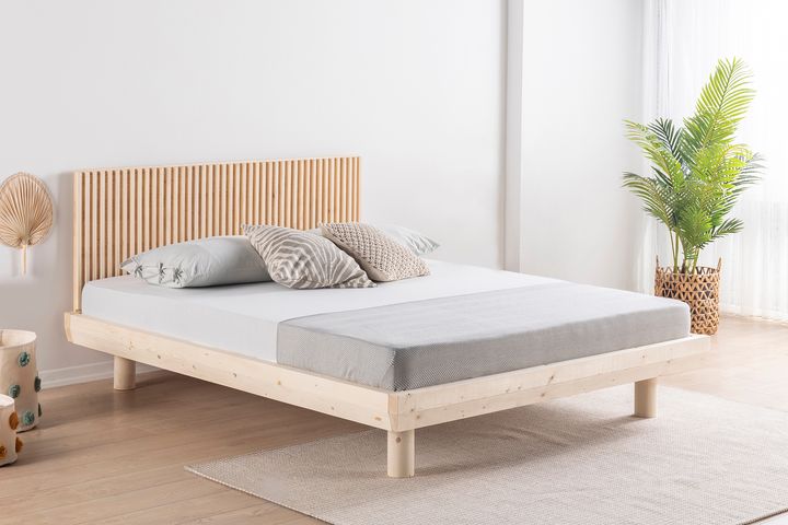 Luna Hendrick Houten Bedframe, 150x200 cm, Natuurlijke Kleur