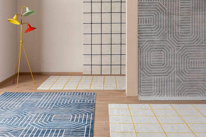 Natsu Machinetapijt, 80x150 cm, Blauw