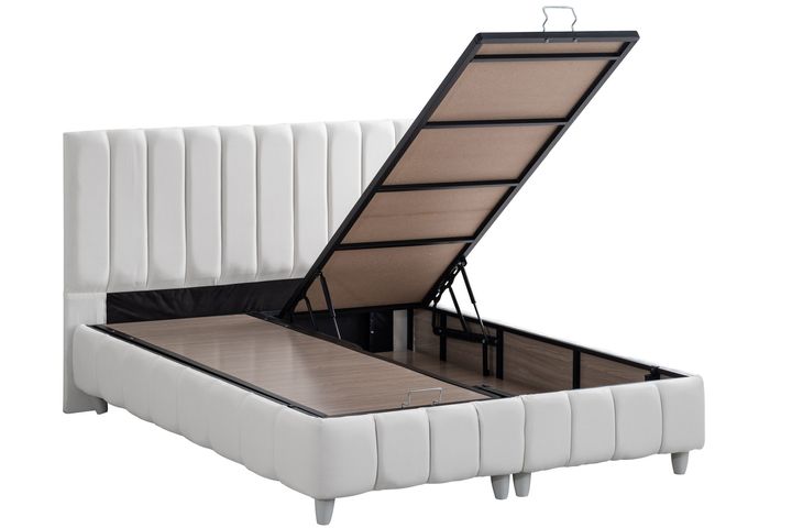 Narva Box, Hoofdbord En Real Matras Met Pad, Wit, 150X200