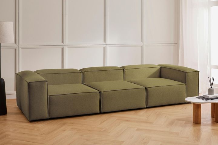 Frid Linnen 3-Zitsbank, Oliegroen