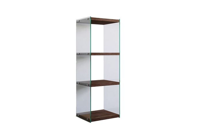 Niagara Tempered Glass Bookcase, 120 cm, Walnut