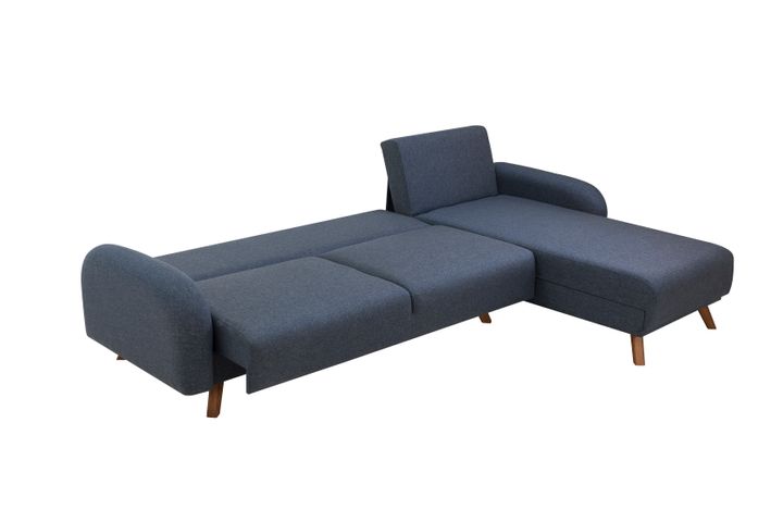 Hera Hoekbank met slaapfunctie met enkel opslagruimte, Donkerblauw
