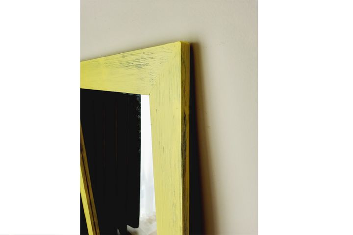 Wood Rechthoekige Staande Spiegel, 100x40 cm, Geel