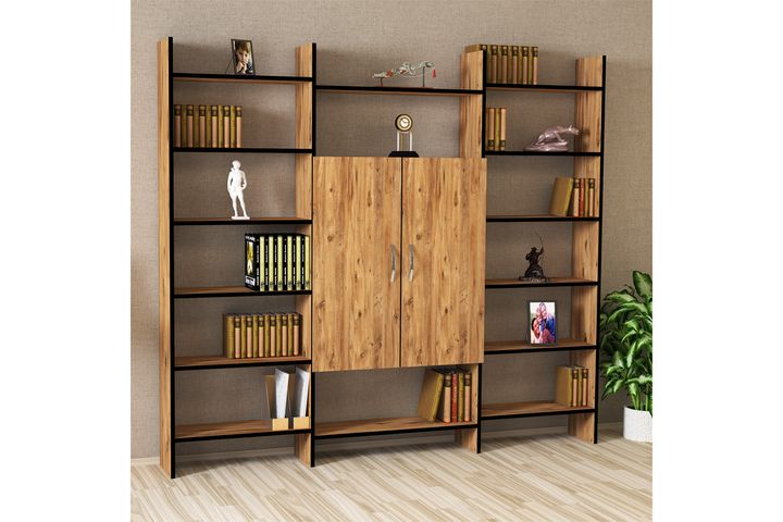 Inverno Bookcase with Storage, 180 cm, Pine